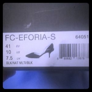 FCUK Blac leather/leopard print fur pumps